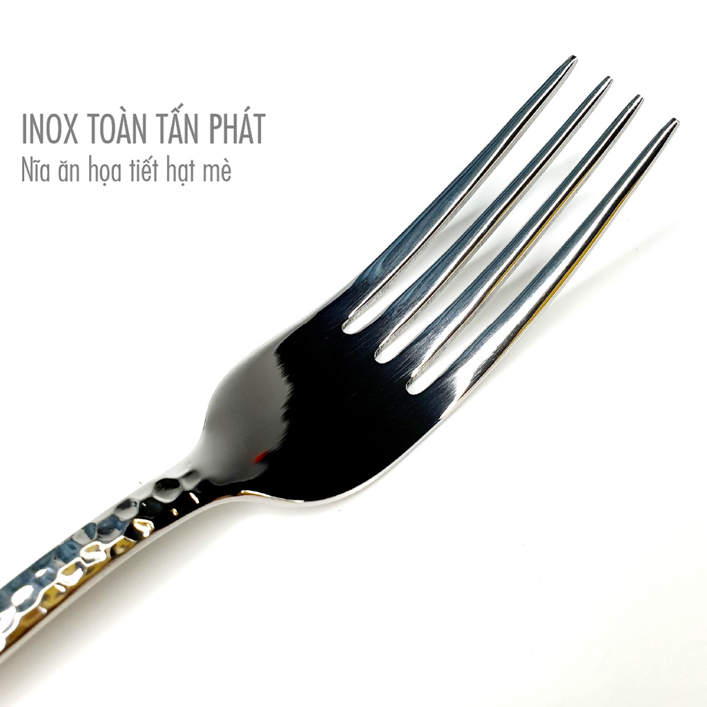 Nĩa Ăn Inox Họa Tiết Mè Trắng - Inox 304