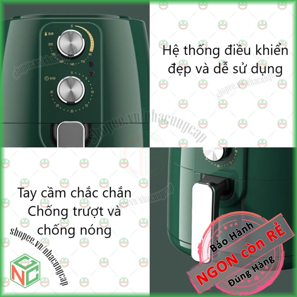 [KhoNCC] Nồi Chiên Không Dầu Camel 6Lít Cho Bữa Ăn Sạch - Sức Khỏe Tốt - Nấu Nhanh Dễ Dùng - NLM-NCCM6L (Đen, X.Lá)