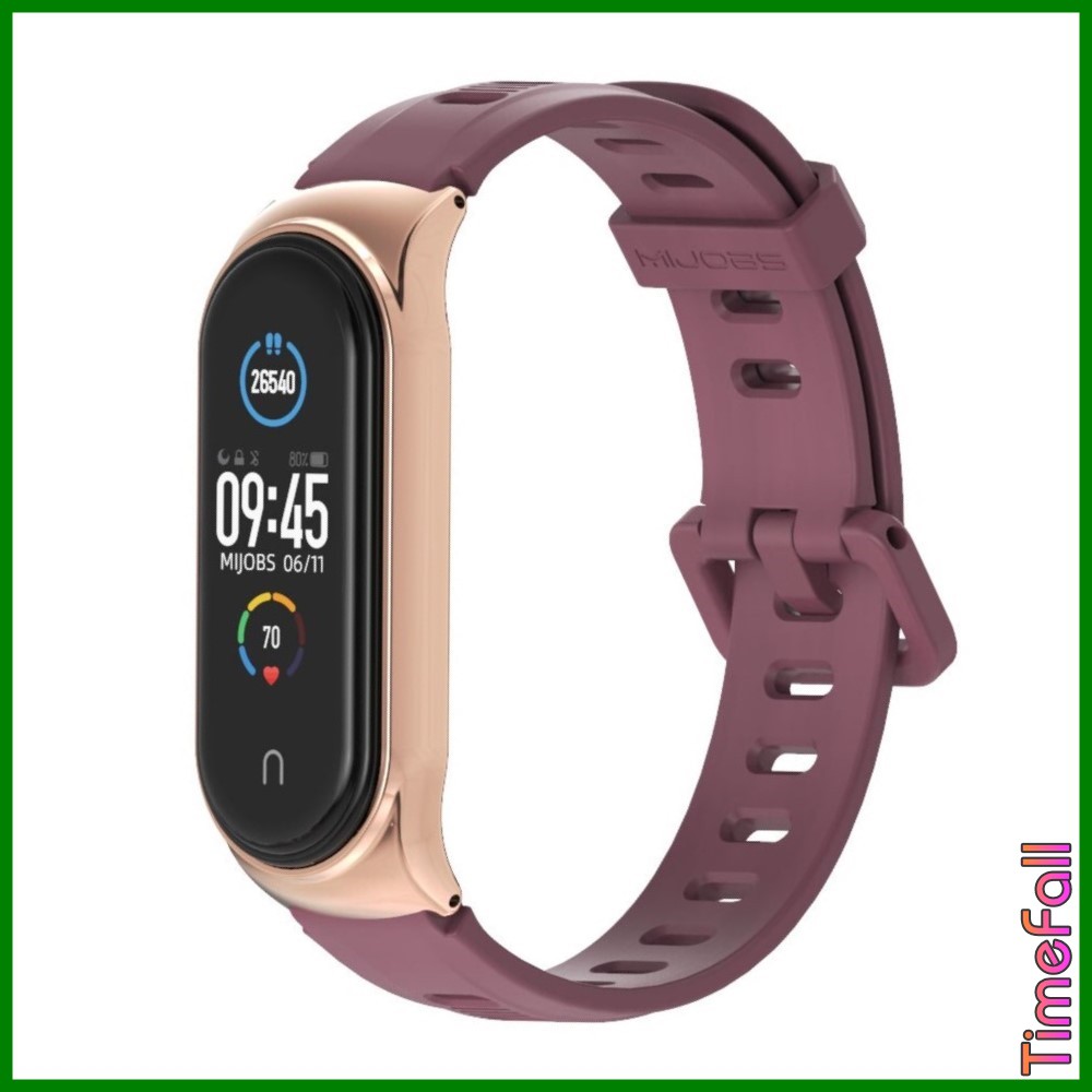 Dây đeo silicon mặt kim loại CS Miband 4, miband 3 chính hãng MIJOBS, dây đeo thay thế Mi Band 4, Mi band 3 MIJOBS