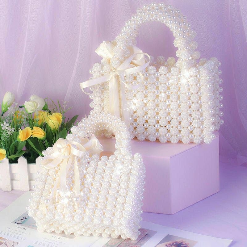 Túi xách ngọc trai kết hạt cườm handmade siêu sang cho nữ