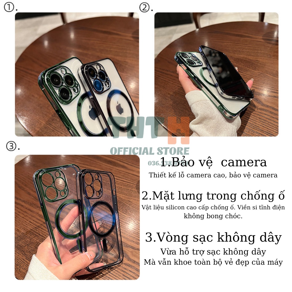 Ốp lưng từ tính sạc không dây viền si iPhone X/xsmax/11/11promax/12/12promax/13/13promax