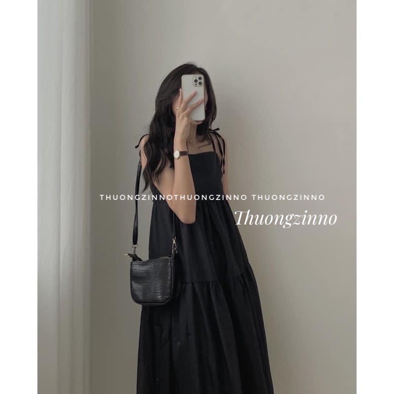 [Ảnh thật/Video]Váy hai dây dáng babydoll voan kính bồng bềnh có dây buộc nơ vai | BigBuy360 - bigbuy360.vn