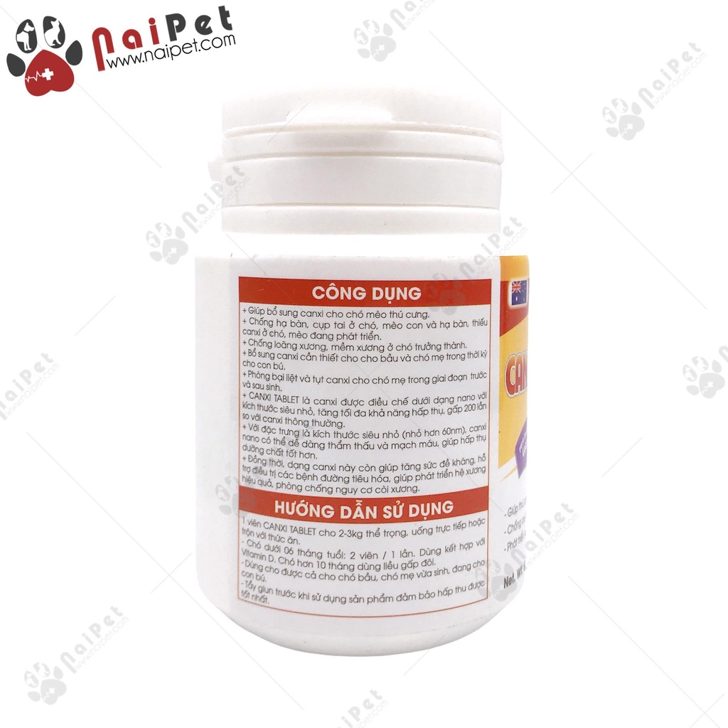 Viên Bổ Sung Canxi Vitamin Cho Chó Mèo Canxi Tablet Nano Amitavet