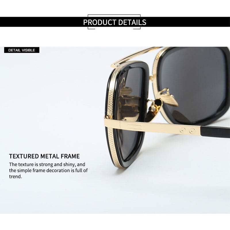 Kính Mát Gọng Kim Loại Tròng HD Thiết Kế Đơn Giản Thời Trang