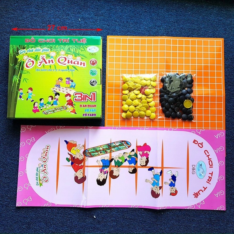 BỘ ĐỒ CHƠI DÂN GIAN 3IN1 Ô ĂN QUAN , CỜ VUA, CỜ VÂY CỰC HOT.hungvn