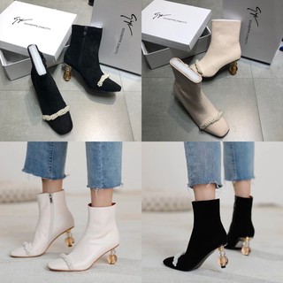Bốt boot lửng zanotti viền ngọc gót hồ lồ fullbox