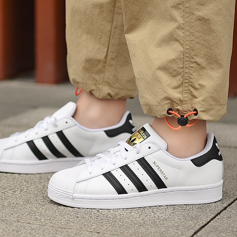 Giày Sneaker Nữ Trắng Mũi Sò, Giày Thể Thao Nữ Superstar màu trắng sọc đen cao cấp