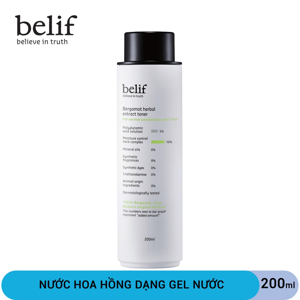 Nước cân bằng Cam Hương dưỡng ẩm và tái tạo da Belif Bergamot Herbal Extract Toner 200ml