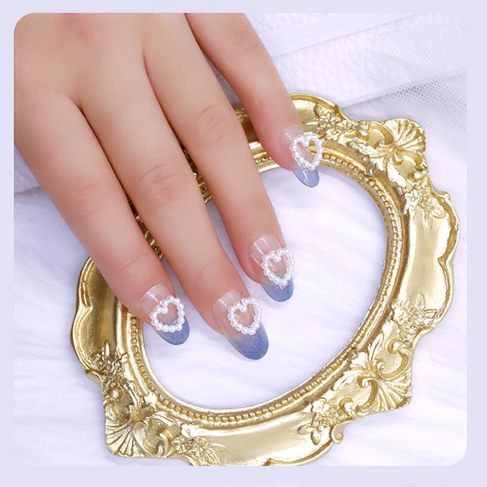 Bộ 10 Phụ Kiện Ngọc Trai Trắng 3D Trang Trí Móng Tay Cho Nữ|Sticker Dán Tường Hình Trái Tim Xinh Xắn