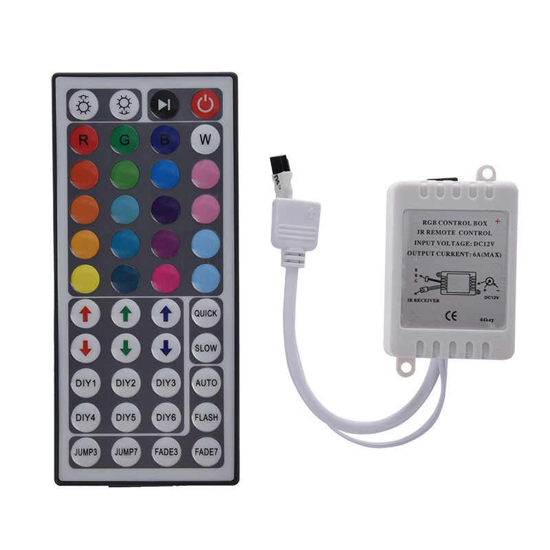 Cuộn dây Led dán đổi 7 màu RGB 5 mét Chống nước- Phủ Silicon- Remote 44 phím chức năng