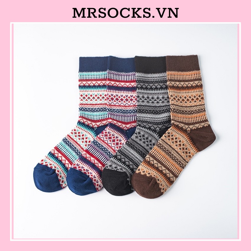 Tất cổ cao nam nữ vớ thổ cẩm cao vip giữ ấm chân thời trang hàn quốc đẹp giá rẻ MRSOCKS VC052
