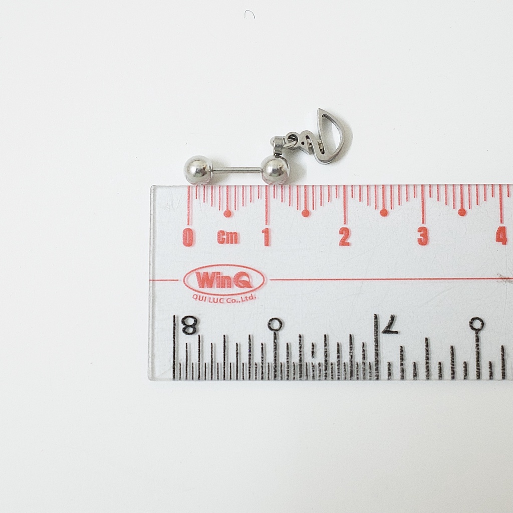 [1 Chiếc] Khuyên Tai Titan Unisex Có Charm Thiên Nga Màu Bạc Đuôi Bi Không Gỉ Sét Không Ngứa Bông Tai Julies Box 66