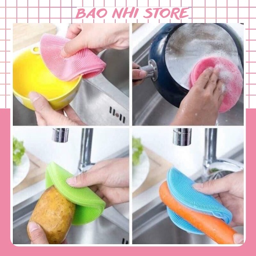 Miếng rửa bát silicon đa năng kiêm lót tay, lau chùi có móc treo 1610 bảo nhi shop