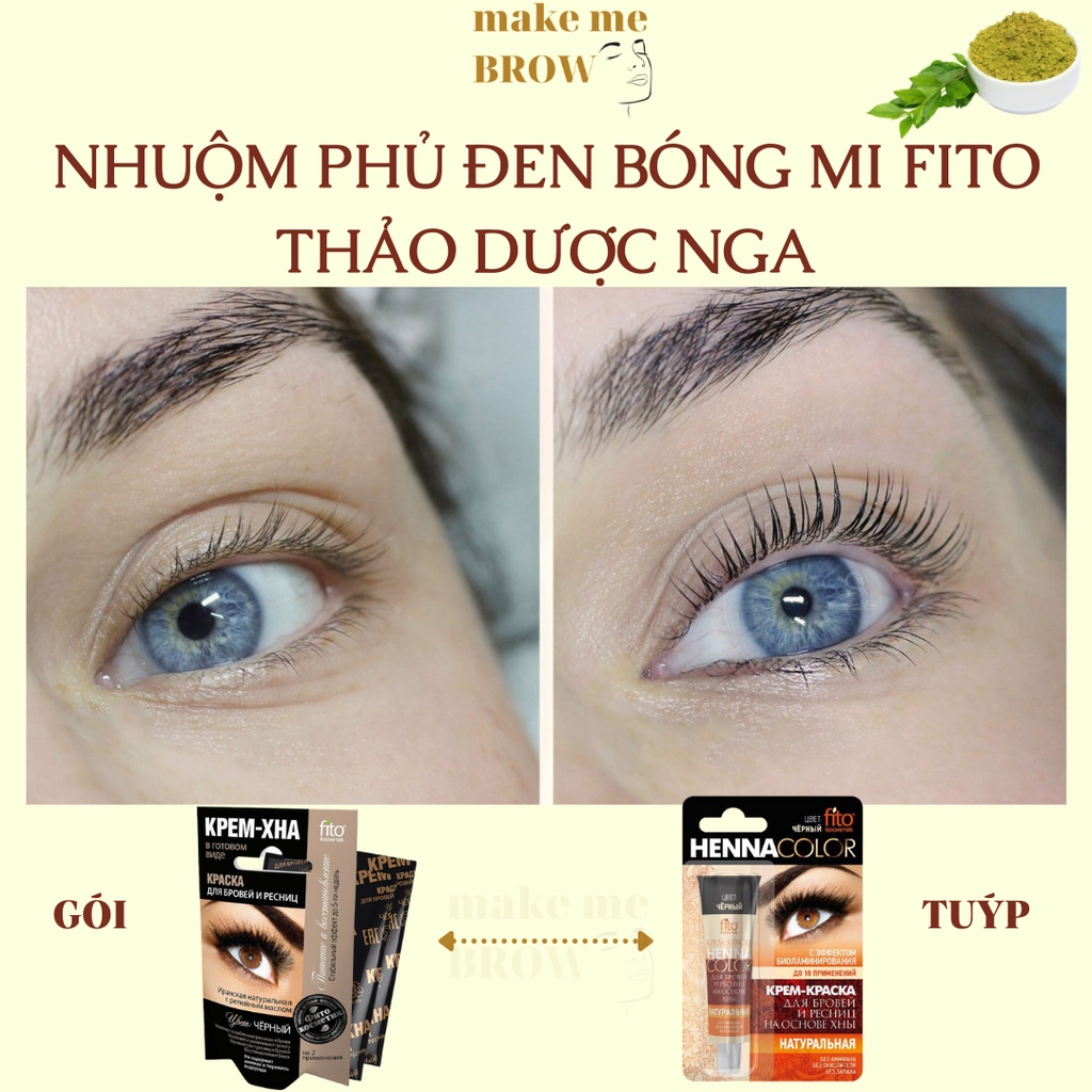 Nhuộm phủ đen bóng mi FITO 100% thảo dược Nga từ cây lá móng henna - makemeBrow