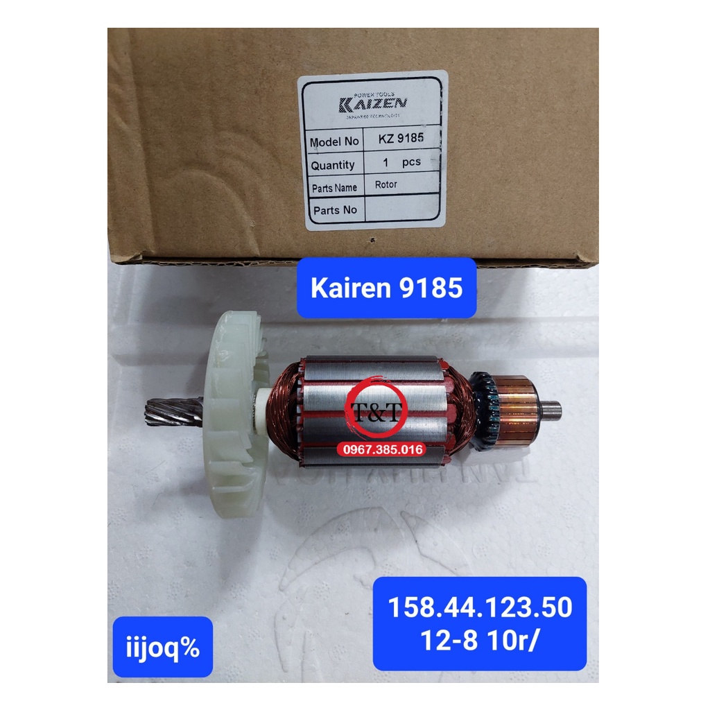 ROTOR RÔ TO MÁY CƯA GỖ KAIZEN 9185, RUỘT CẮT GỖ 9185, KZ 9185 RÔ CƯA DÀI 158 THÂN 44 10 RĂNG DẤU SẮC