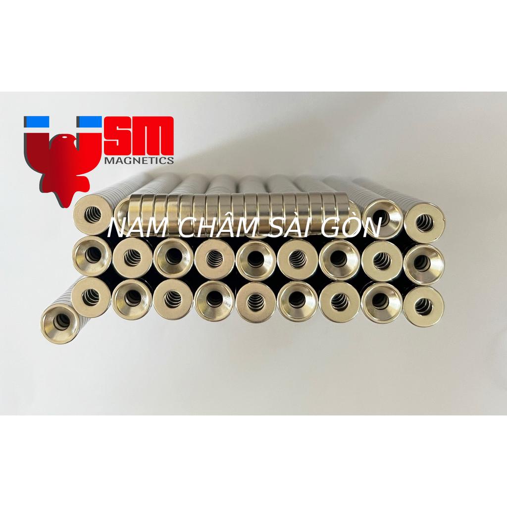 [NCSG] Nam châm đất hiếm hình tròn dày 3mm có lỗ nhiều kích thước (10x3mm - M4, 12x3mm - M3, 15x3mm - M4)