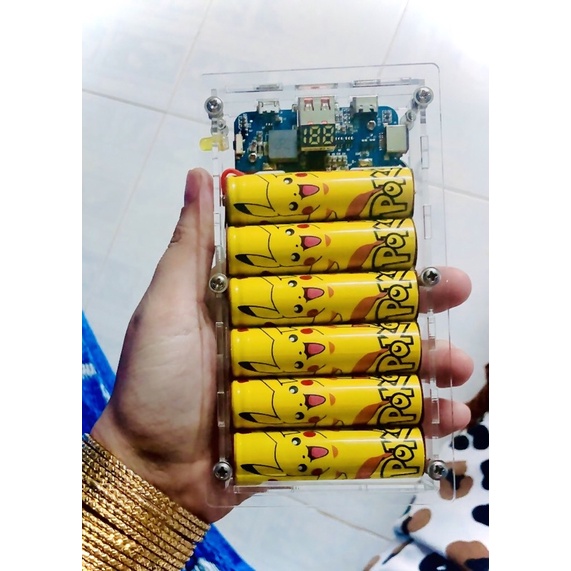 Sạc dự phòng 15000mAh (QC 3.0 + PD 3.0) | Sạc dự phòng mica trong suốt Pikachu