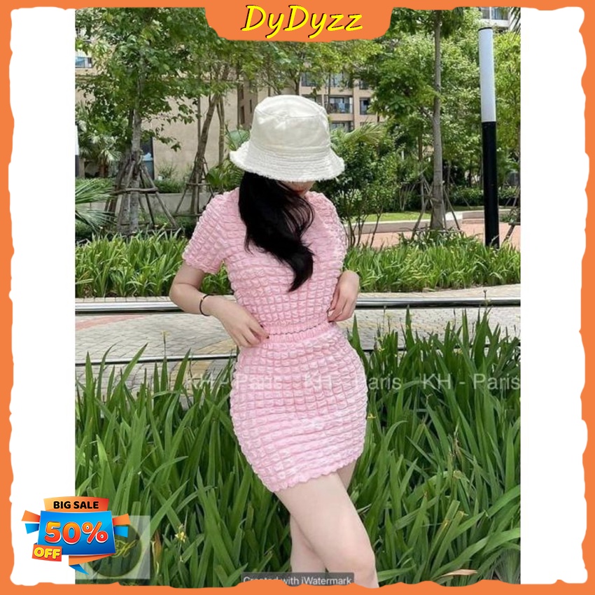 Set Bộ Đi Chơi Chất Vải Xốp - Áo Croptop Kèm Chân Váy Ôm Tôn Dáng - Hàng Cao Cấp Chuẩn Shop