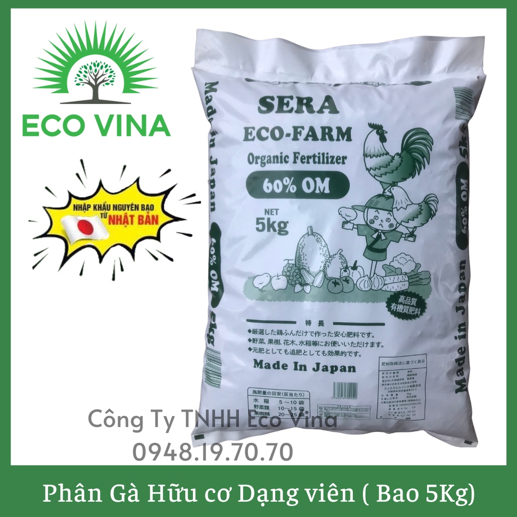 Phân hữu cơ viên nở nhập khẩu từ Nhật Bản (Túi 1kg) Phân gà lên men bón rau, hoa, cây cảnh ban công