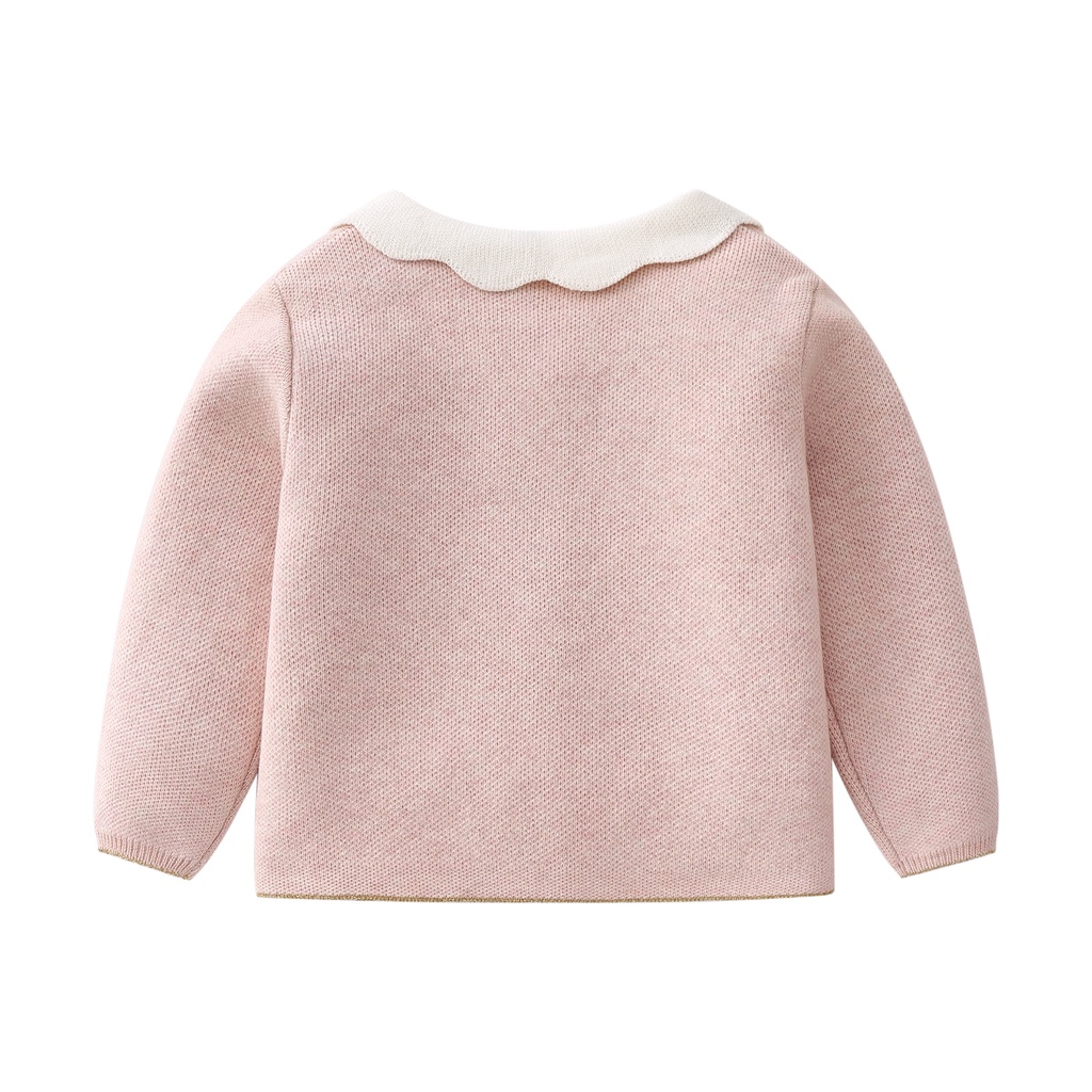 Autumn Baby Girls Pink Knit Cardigan Solid Skirt Two-piece Suit
