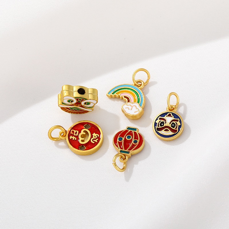 Phụ Kiện Hạt Làm Trang Sức Hình Sư Tử Mạ Vàng