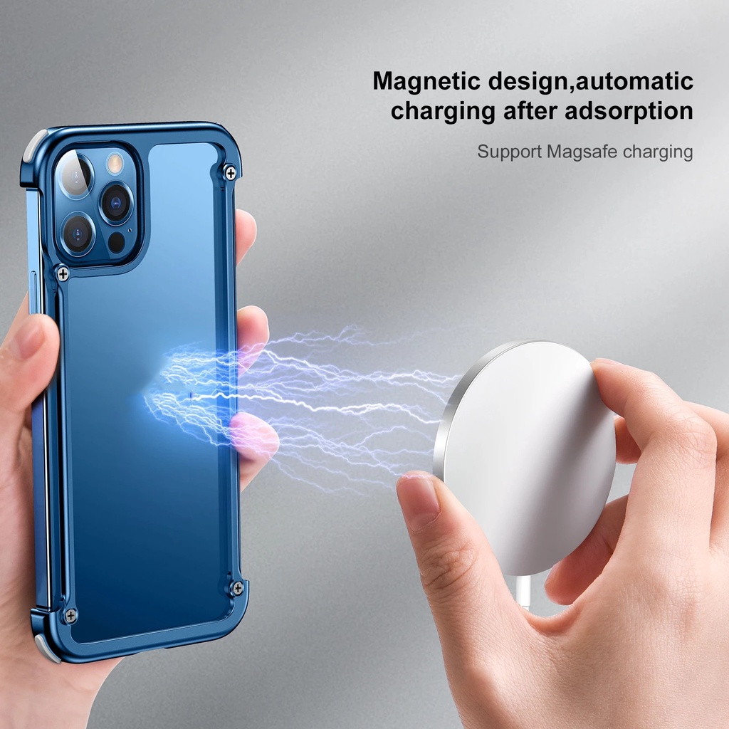Ốp Điện Thoại Đệm Khí Siêu Mỏng Chống Sốc Bằng Nhôm Cho iPhone 14 13 Plus Pro Max