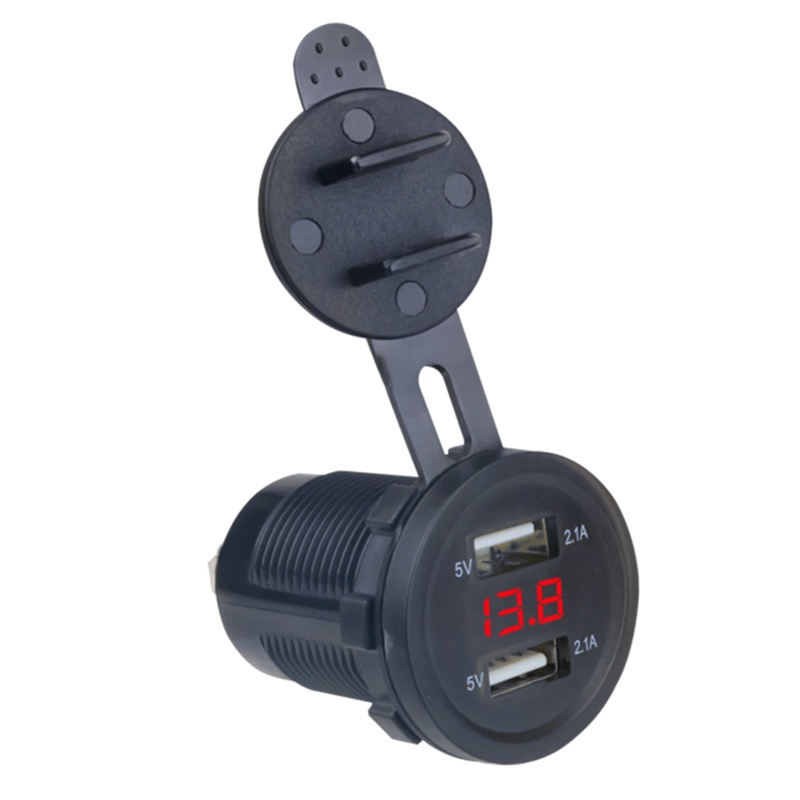 Tẩu Sạc Nhanh 4 2A Hai Cổng USB Có Màn Hình Hiển Thị Điện Áp 12-24V Cho Xe Hơi / Tàu Thuyền