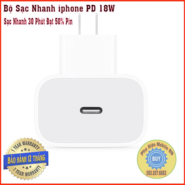 Bộ sạc nhanh PD 20w  cho ip 11promax/8/8p/x/xs/xs max Chất Lượng Cao