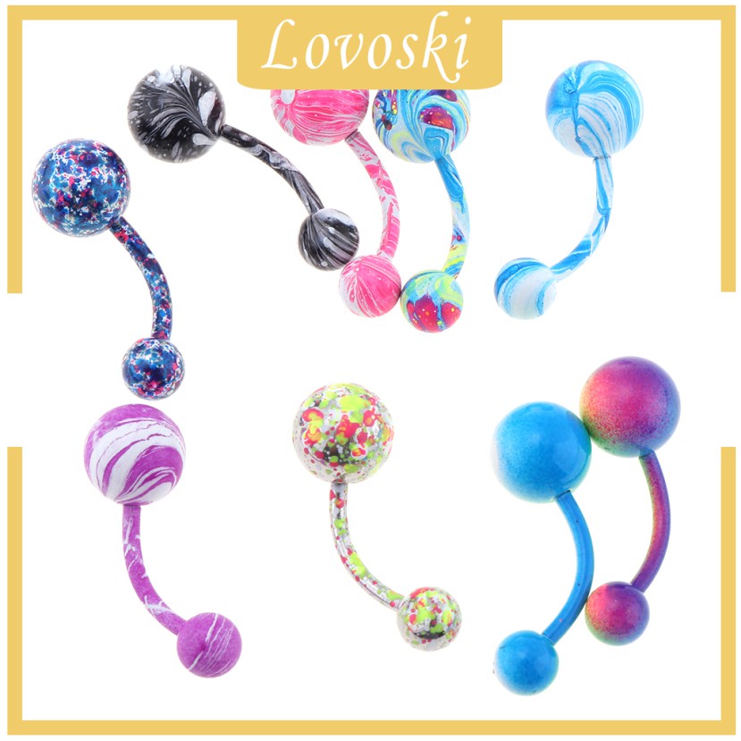 Set 9 Khuyên Rốn DạNg Thanh Tạ 14G NhiềU MàU SắC