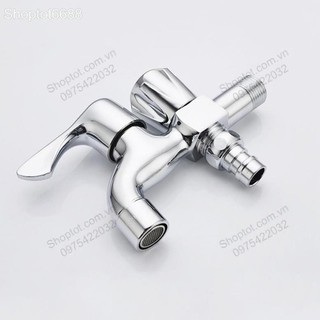 VÒI NƯỚC LẠNH ĐÔI GẮN TƯỜNG BẰNG ĐỒNG MẠ CROM V5211 - CÓ ĐẦU CHO CẤP NƯỚC MÁY GIẶT (Kho hàng Hà Nội)