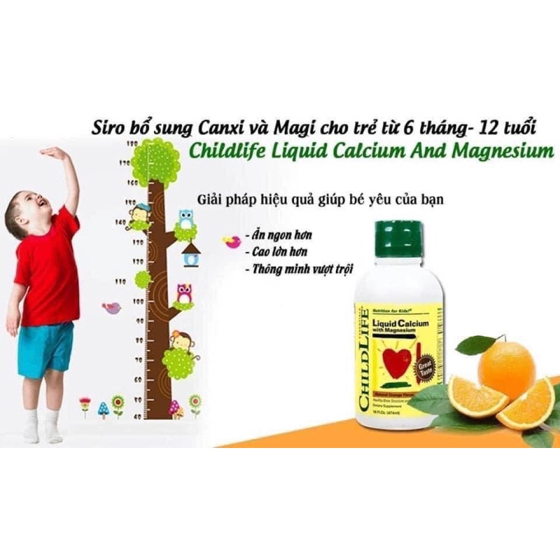 Canxi nước Childlife Liquid Calcium with Magnesium 473ml Mỹ