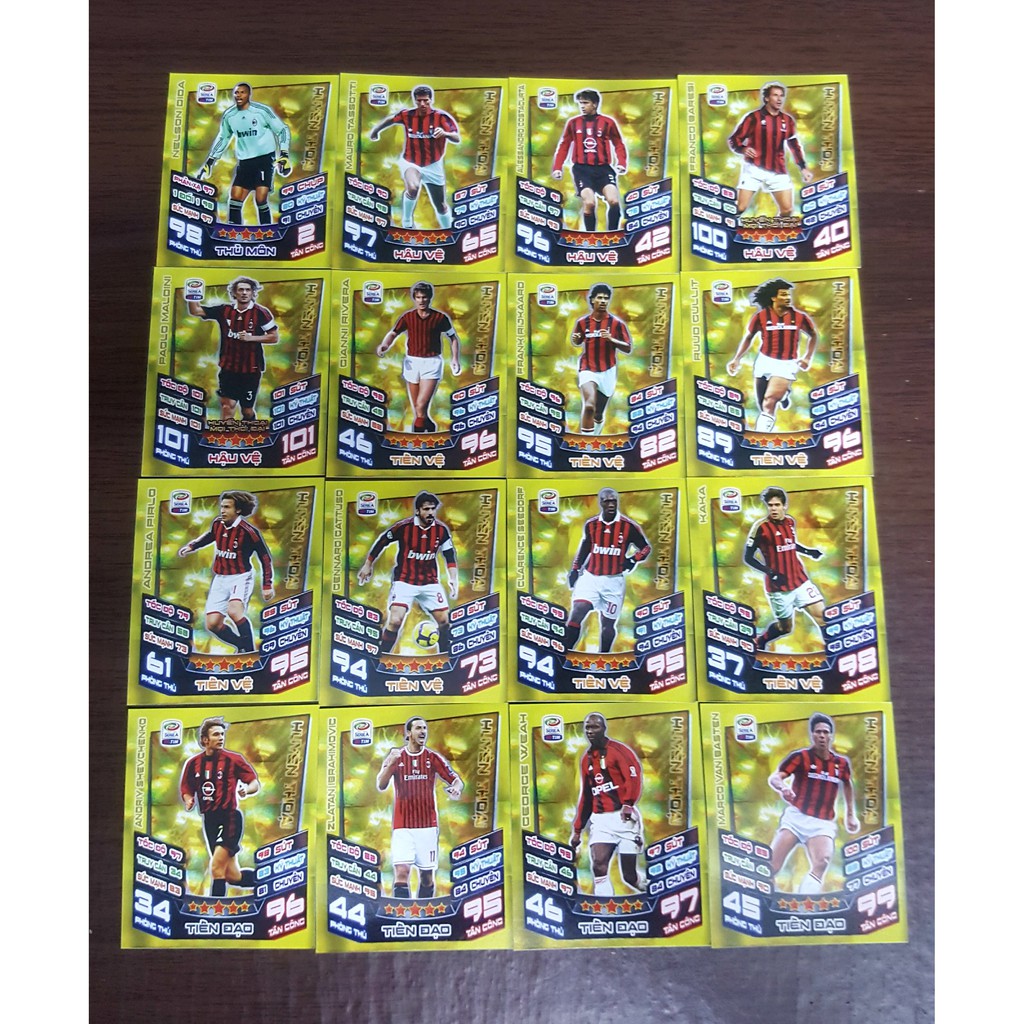 - Bộ thẻ in Match Attax Huyền thoại Serie A Calcio Poca