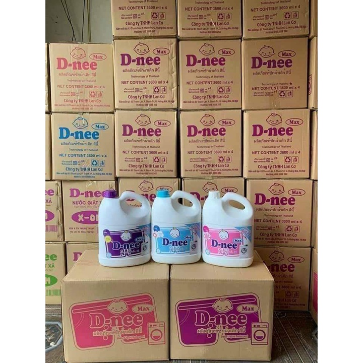 Nước giặt xả Dnee Max bình 3600ml công nghệ Thái Lan, nước giặt xả dùng cho cả người lớn và em bé, hương thơm dịu nhẹ