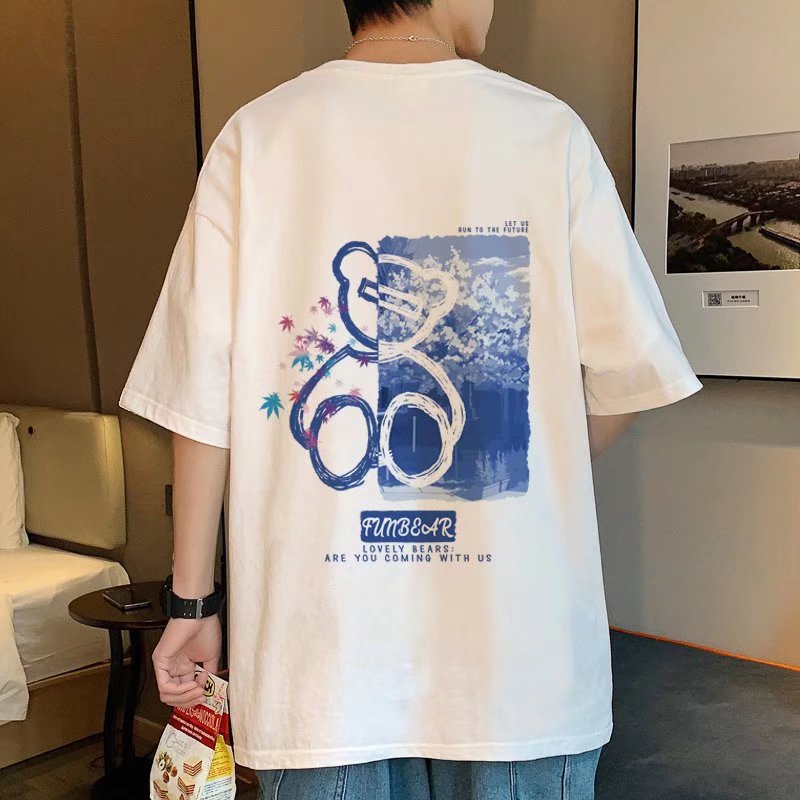 Áo Thun Dáng Rộng In Chữ Phong Cách Hàn Quốc Thời Trang Mùa Hè Cho Nam Và Nữ [M-8XL]