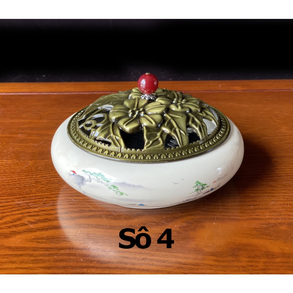 Xông Trầm (Lớn) Bằng Sứ Nhiều Hình Mẫu Hoa Văn Thiết Kế Đa Dạng Lư đốt trầm men rạn ngọc loại 1, Lư xông trầm cao cấp
