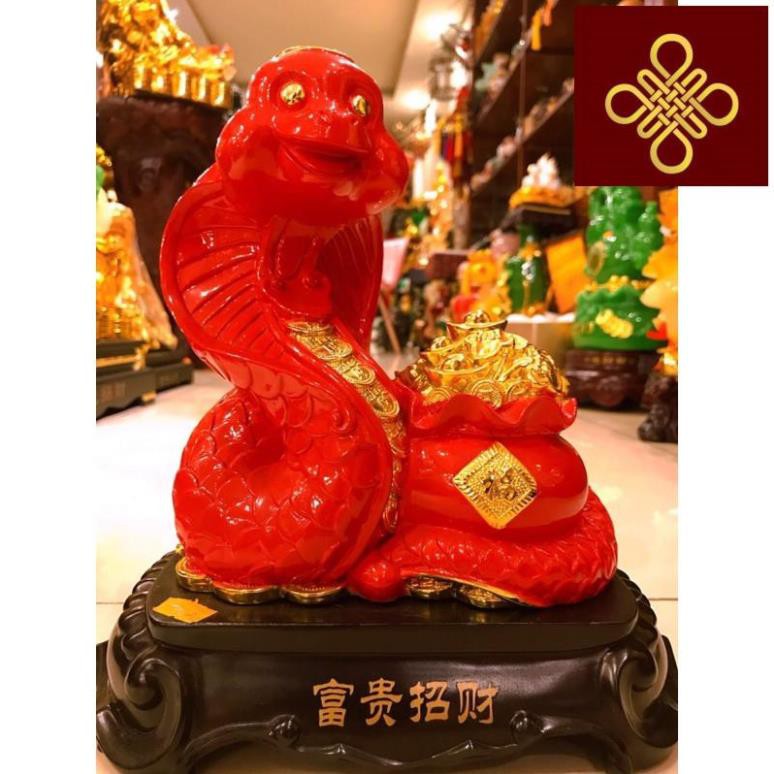 Tượng rắn phong thuỷ - linh vật tuổi Tỵ màu đỏ cỡ lớn