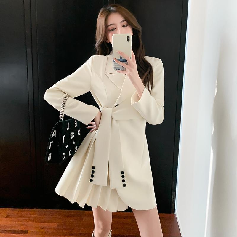 Đầm dài tay thắt dây ở eo thời trang thu đông cho nữ