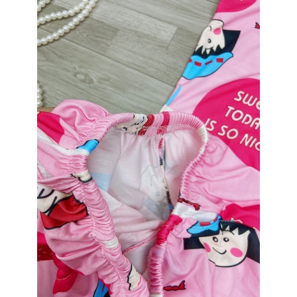 Bộ đùi hoạt hình 3D Bộ ngủ hình gấu dáng thụng chất cotton pizama nhiều màu pyjama