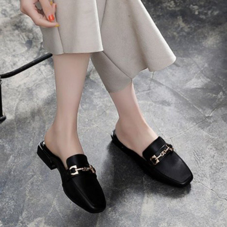 Sục nữ gót vuông da mềm khóa chữ BIG SIZE 35-43