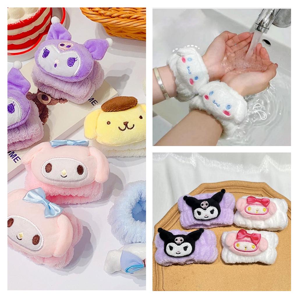 Bộ 2 Băng Quấn Cổ Tay Mềm Mại Thấm Hút Mồ Hôi In Hoạt Hình sanrio Kuromi Kitty Đáng Yêu
