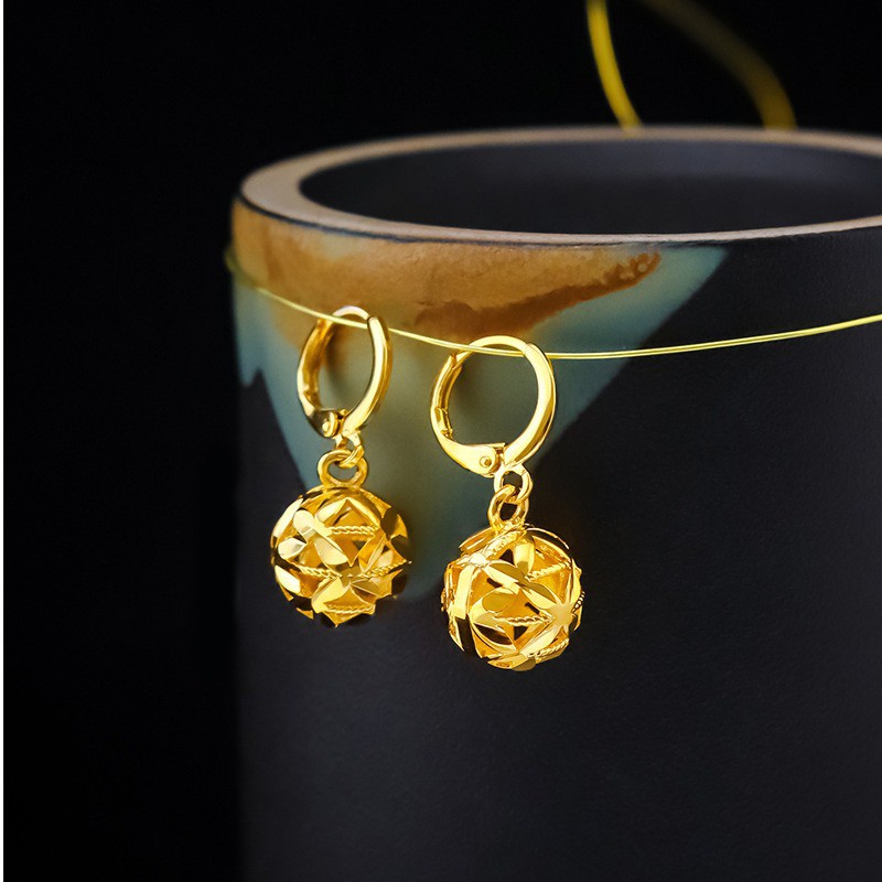 Bông Tai Quả Cầu Đá, Khuyên Tai Nữ Xi Kim mạ Vàng T148 Namoo Jewelry