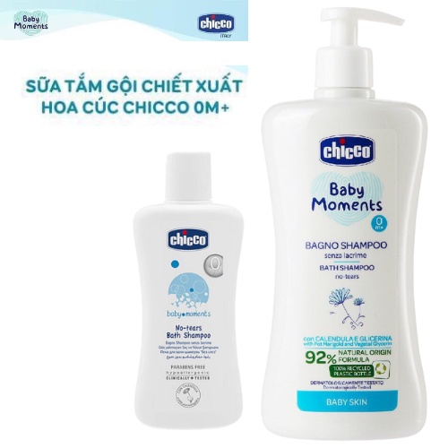 Sữa tắm gội Chicco chiết xuất hoa cúc ( chai 200ml và 500ml cho bé từ 0M+ ) chính hãng cho bé