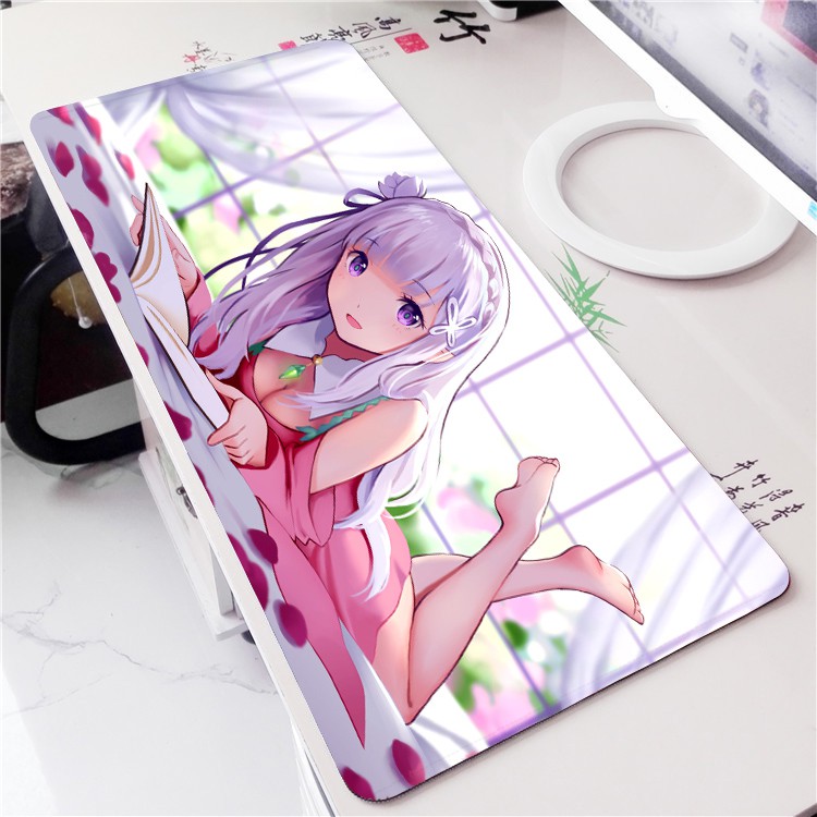 Tấm Lót Chuột Và Bàn Phím in Hình Nhân Vật Emilia Rem Anime Hai Chiều