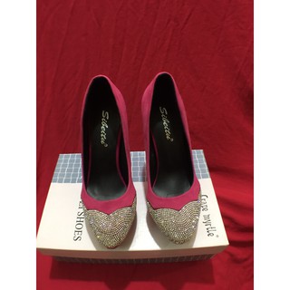 [FREE SHIP] Giày cao gót cao cấp da lộn đính đá [Msp B21]