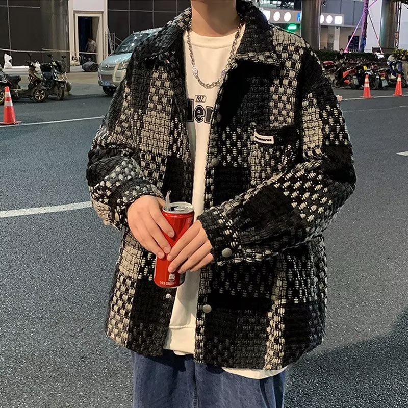 Áo Khoác Nhỏ Cổ Bẻ Họa Tiết Kẻ Sọc Mẫu Mới 2022 Thời Trang Đường Phố Mùa Thu Cao Cấp Cho Nam M - 2XL