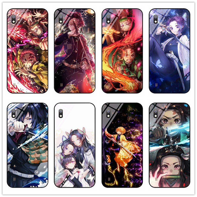 Ôp Điện Thoại Kính Cường Lực Cứng Chống Sốc In Hình anime demon slayer Cho samsung galaxy a10 / a50 / a50s / a30s Ốp