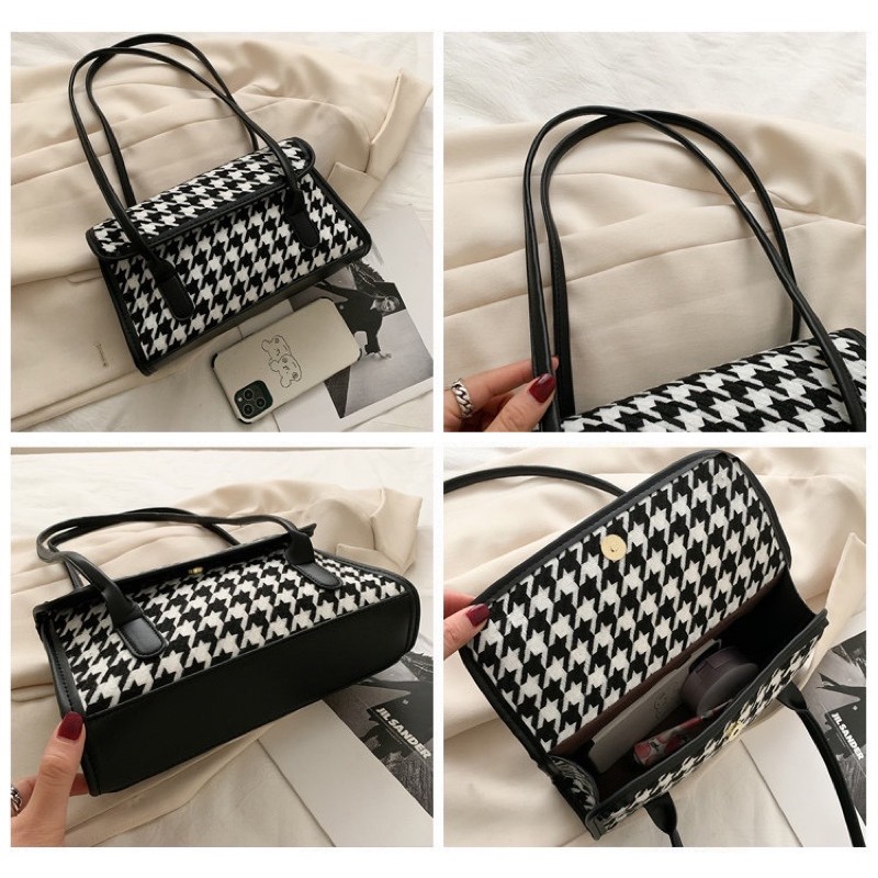 [Mã FASHIONT4WA2 giảm 10K đơn từ 50K] Túi xách nữ kẻ caro thu đông 2021 TX34