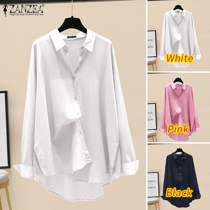 Áo sơ mi ZANZEA dài tay form rộng xẻ tà phong cách đường phố thời trang