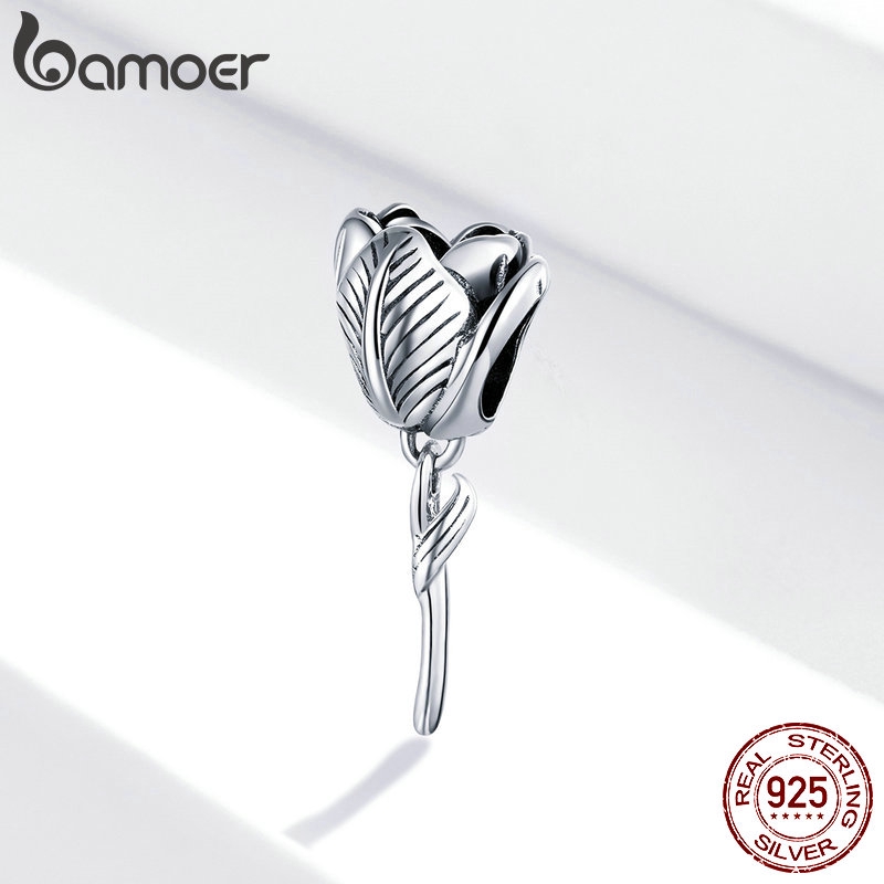 Hạt Làm Đồ Trang Sức Bamoer Scc1514 Bạc 925 Hình Hoa Tulip Thời Trang Cho Phụ Nữ Diy
