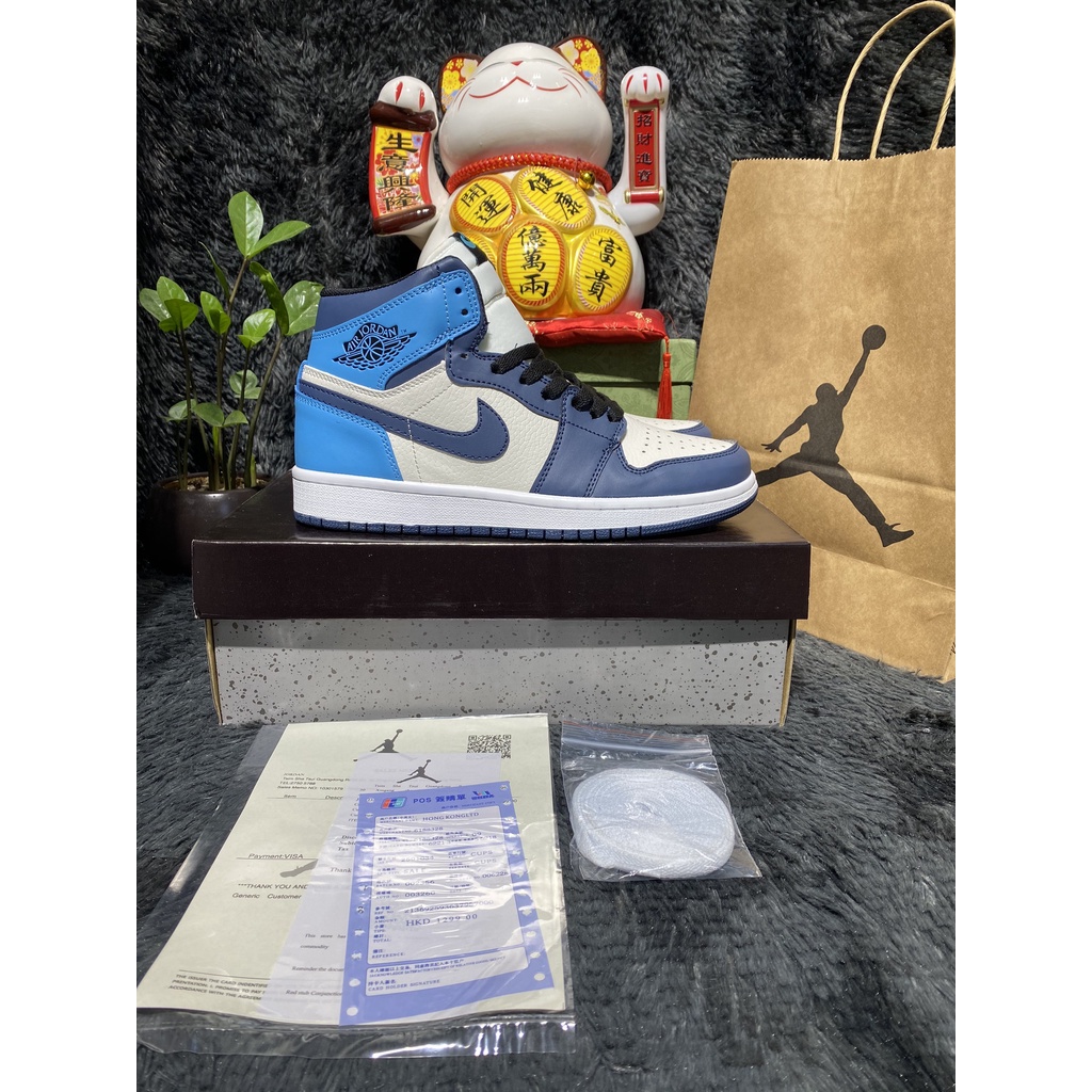 [Full box+bill] Giày Sneaker Jordan cao cổ xanh blue hàng SC full box bill và hộp bảo vệ